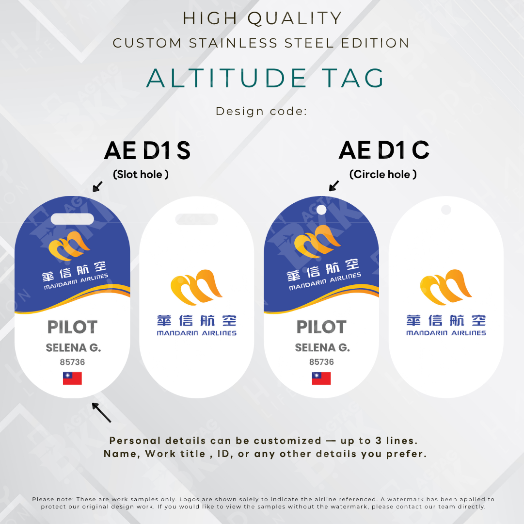 Mandarin Air - Altitude Tag ( Stainless Steel Luggage Tag)