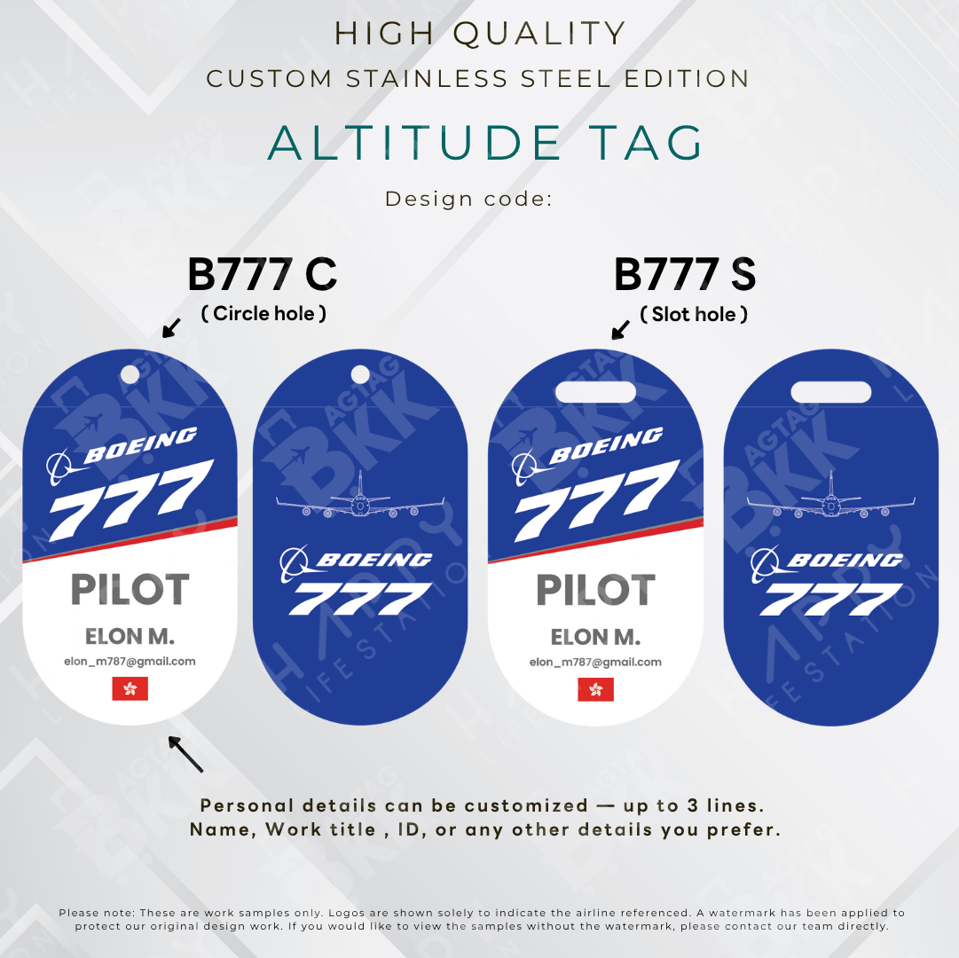 Boeing - Altitude Tag ( Stainless Steel Luggage Tag)