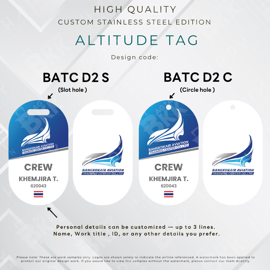 Bangkok Aviation Training Center - Altitude Tag ( Stainless Steel Luggage Tag)
