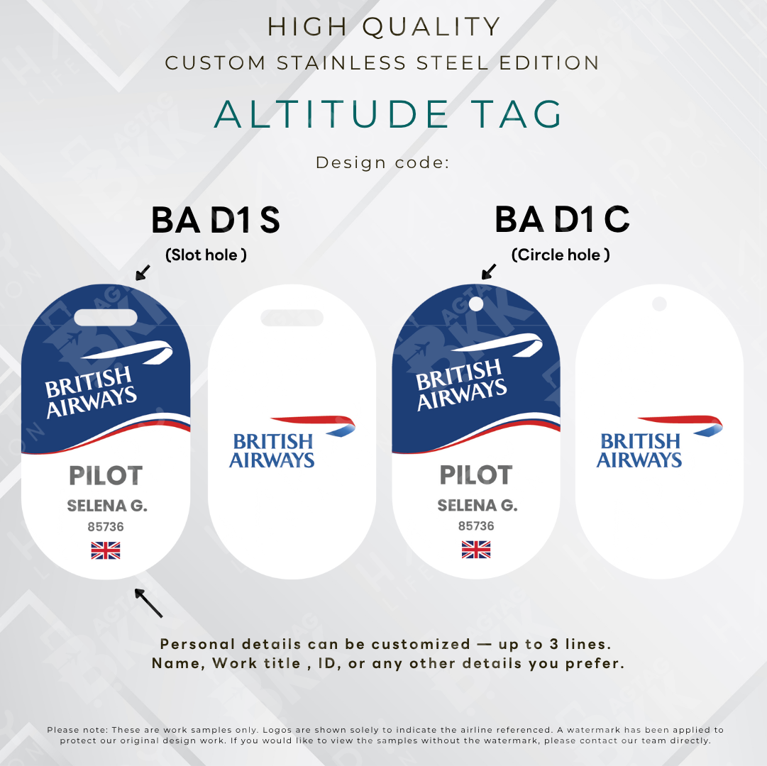 British Airways - Altitude Tag ( Stainless Steel Luggage Tag)