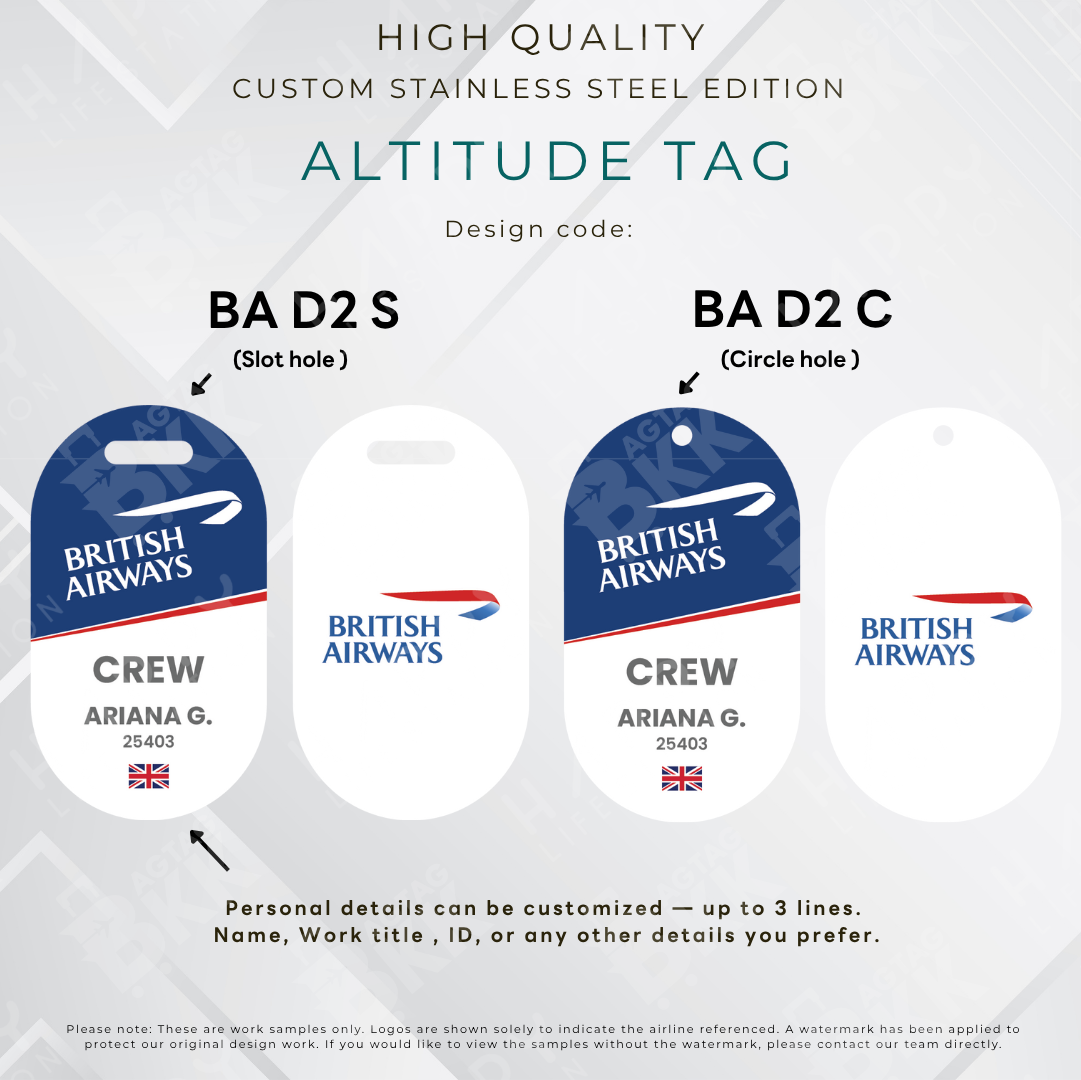 British Airways - Altitude Tag ( Stainless Steel Luggage Tag)