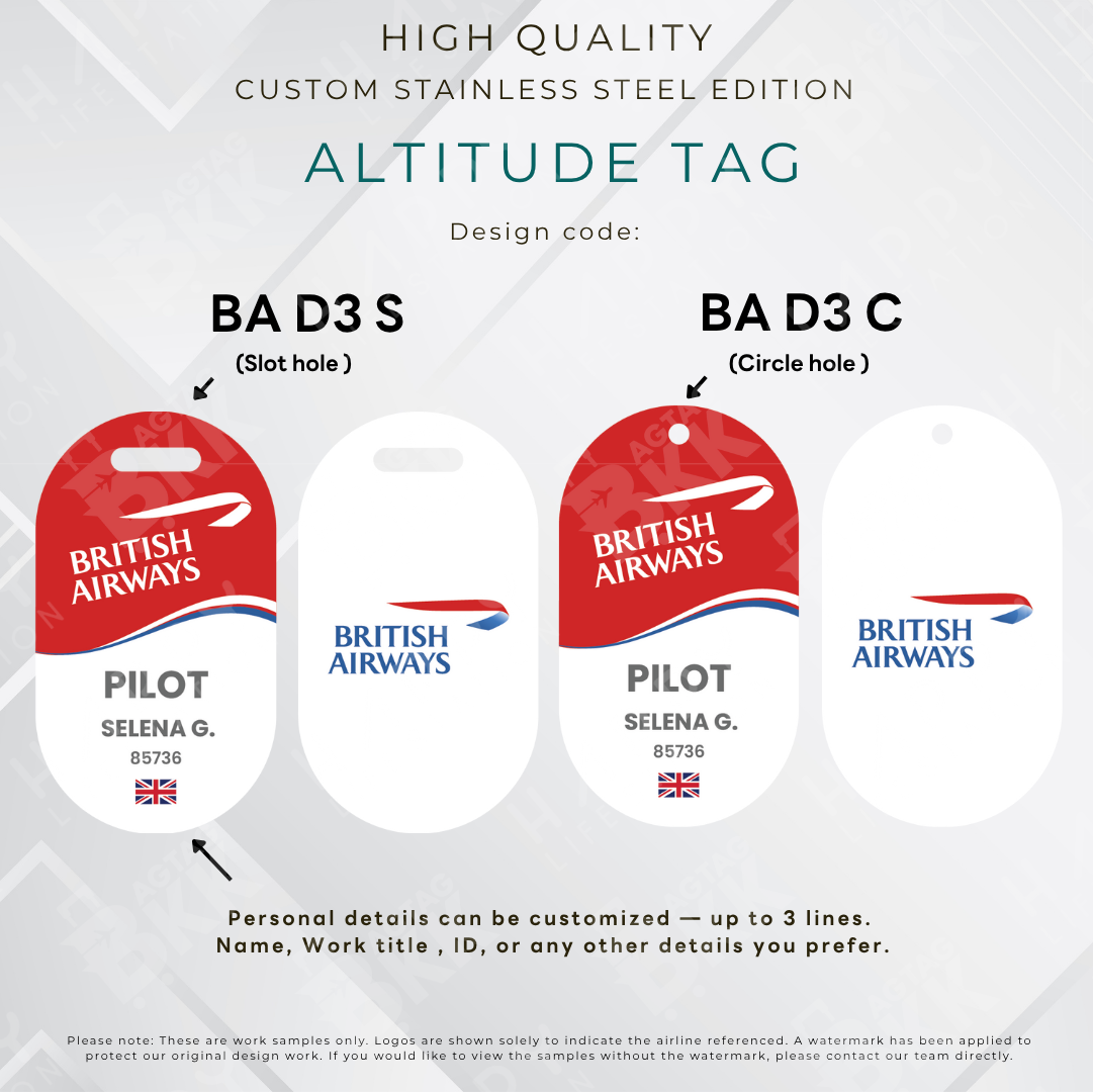 British Airways - Altitude Tag ( Stainless Steel Luggage Tag)