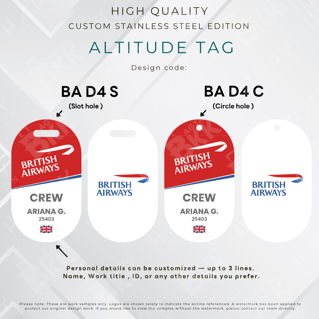 British Airways - Altitude Tag ( Stainless Steel Luggage Tag)
