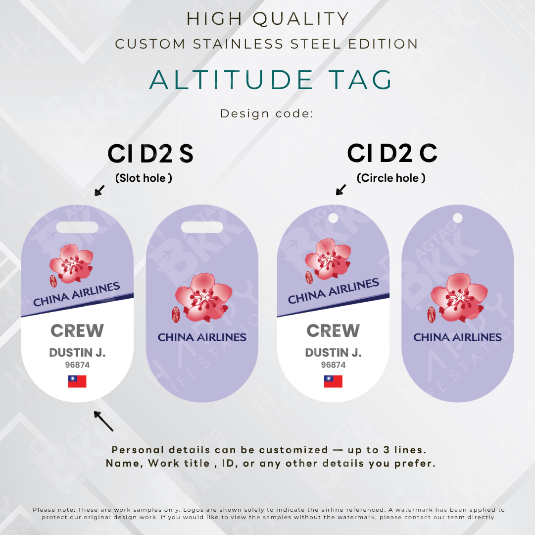 China Airlines - Altitude Tag ( Stainless Steel Luggage Tag)