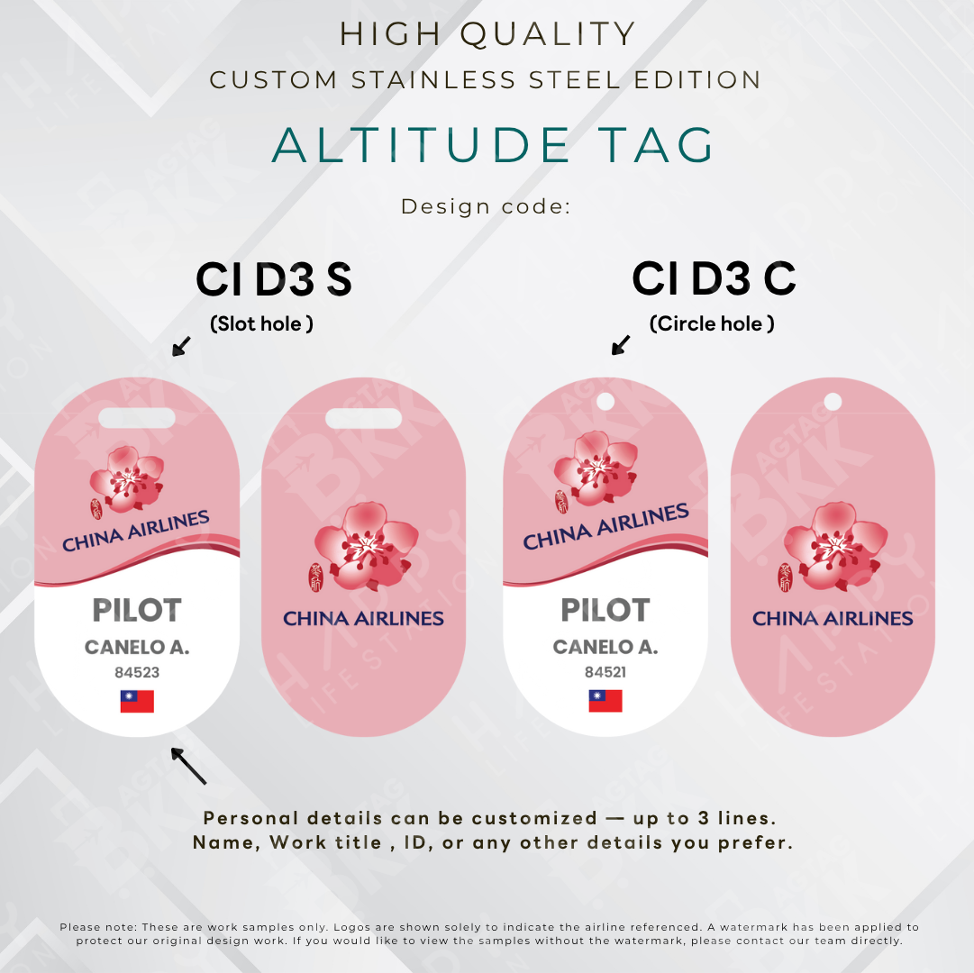 China Airlines - Altitude Tag ( Stainless Steel Luggage Tag)
