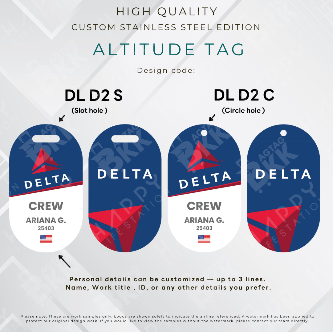 Delta Airlines - Altitude Tag ( Stainless Steel Luggage Tag)