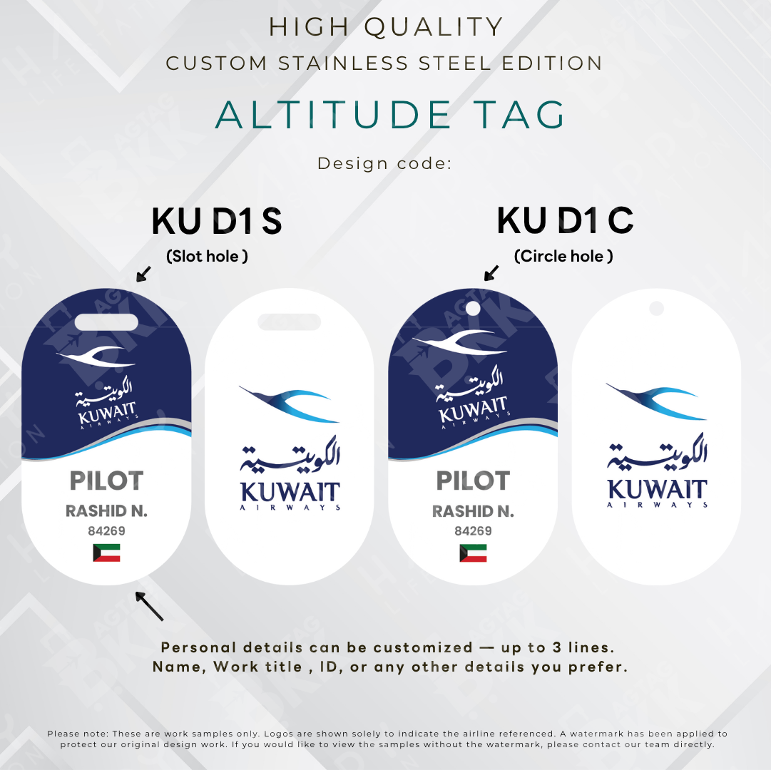 Kuwait Airways - Altitude Tag ( Stainless Steel Luggage Tag)