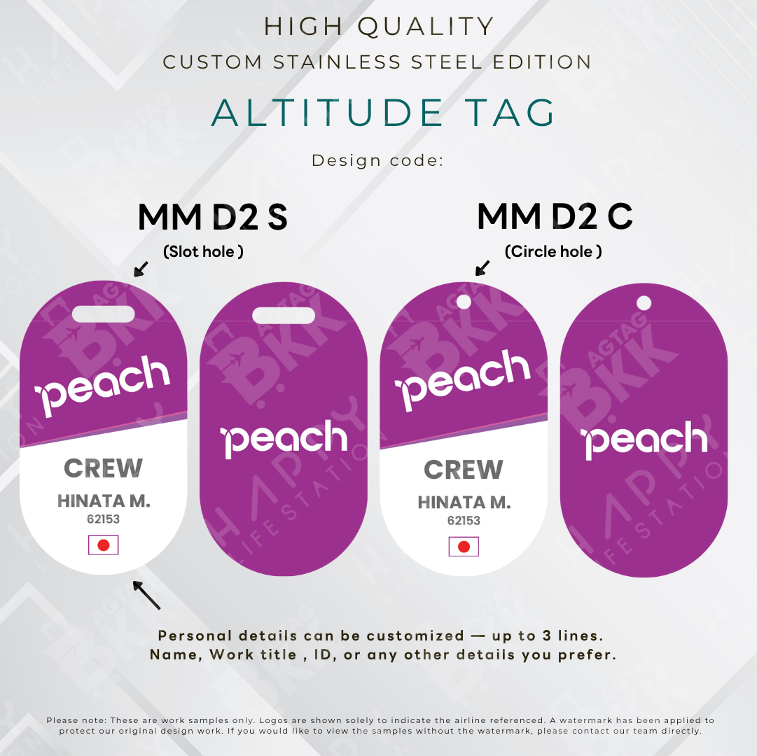 Peach Air - Altitude Tag ( Stainless Steel Luggage Tag)
