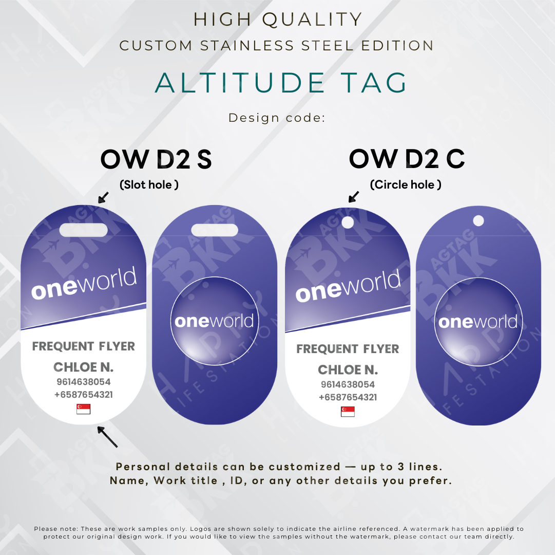 One World - Altitude Tag ( Stainless Steel Luggage Tag)