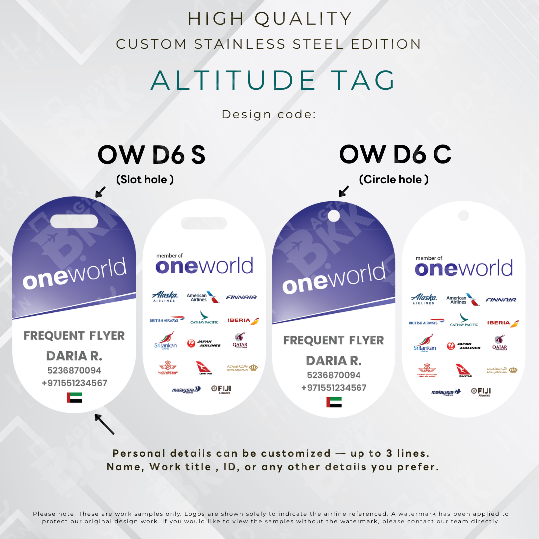 One World - Altitude Tag ( Stainless Steel Luggage Tag)