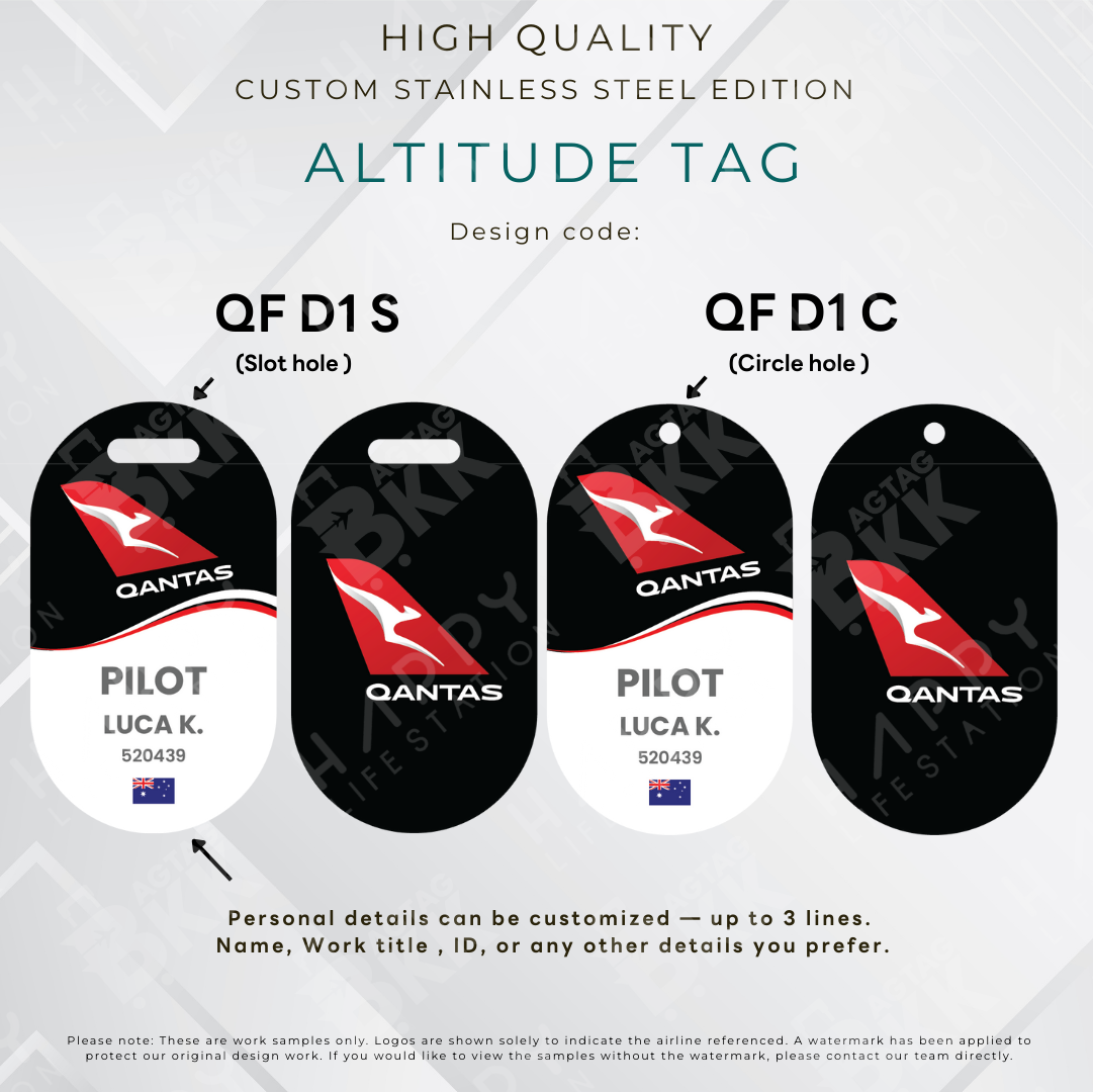 Qantas - Altitude Tag ( Stainless Steel Luggage Tag)