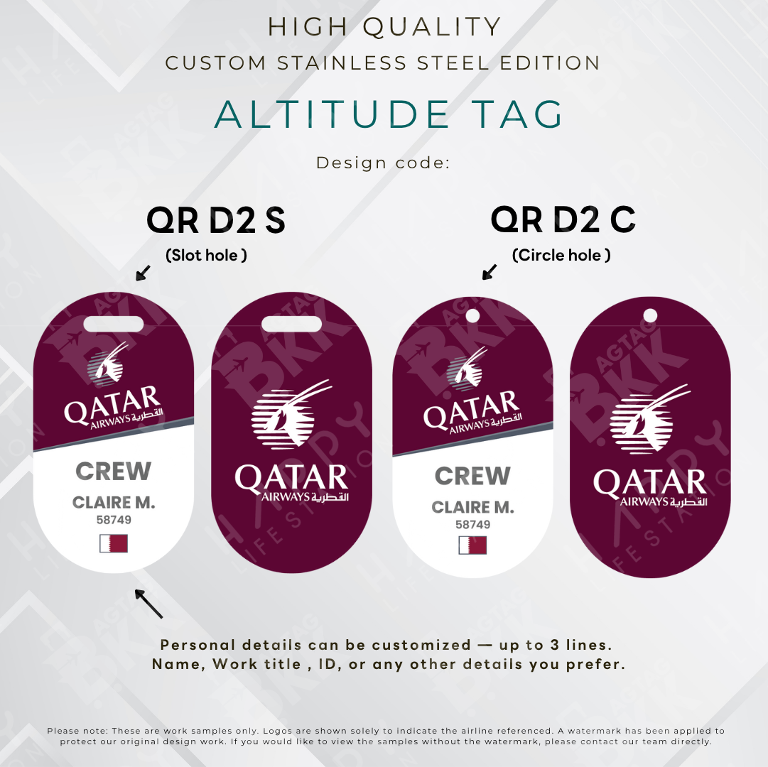 Qatar Airways - Altitude Tag ( Stainless Steel Luggage Tag)