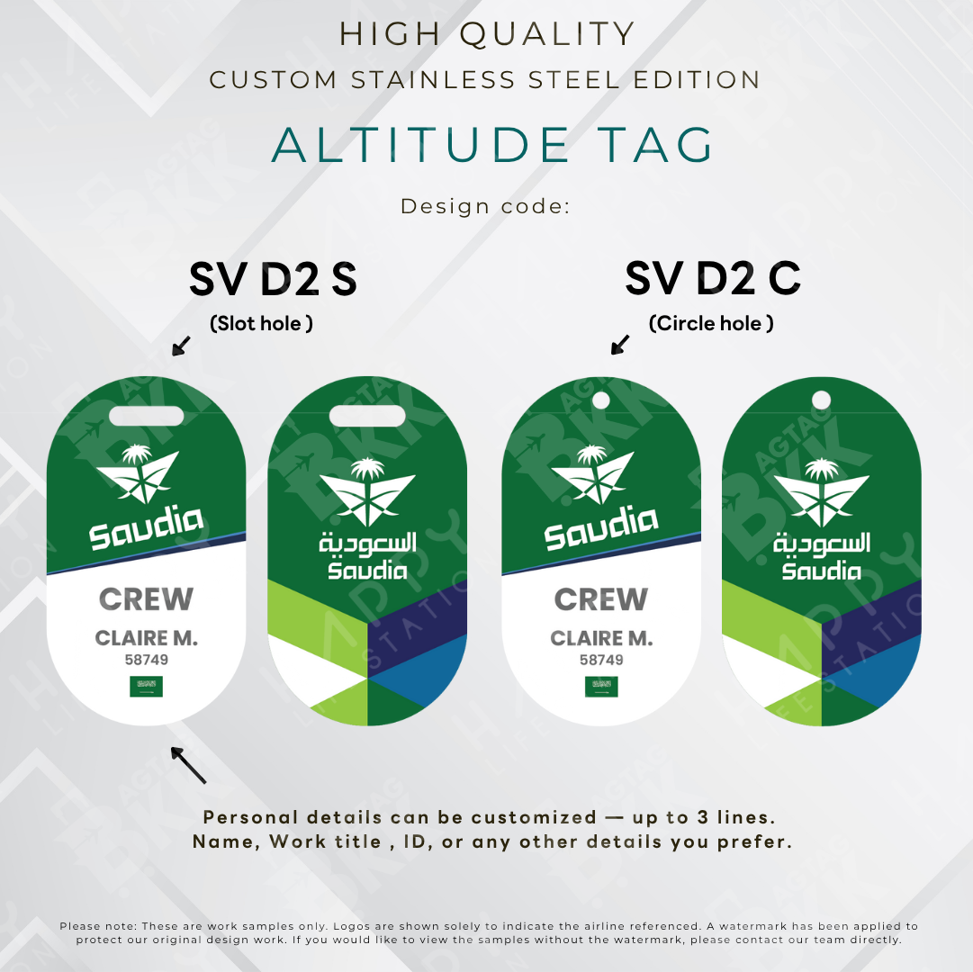 Saudia - Altitude Tag ( Stainless Steel Luggage Tag)