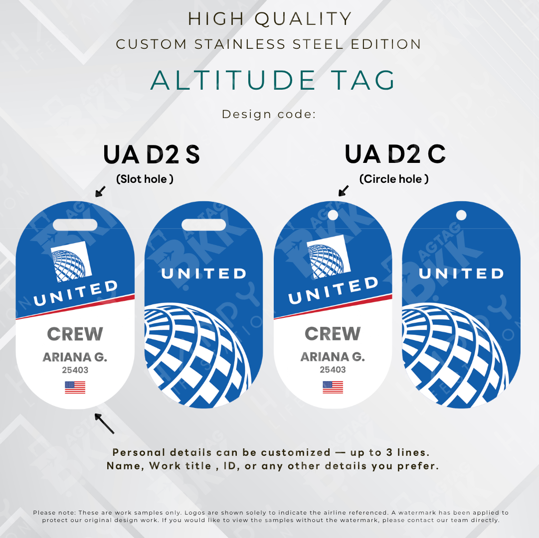 United Airlines - Altitude Tag ( Stainless Steel Luggage Tag)