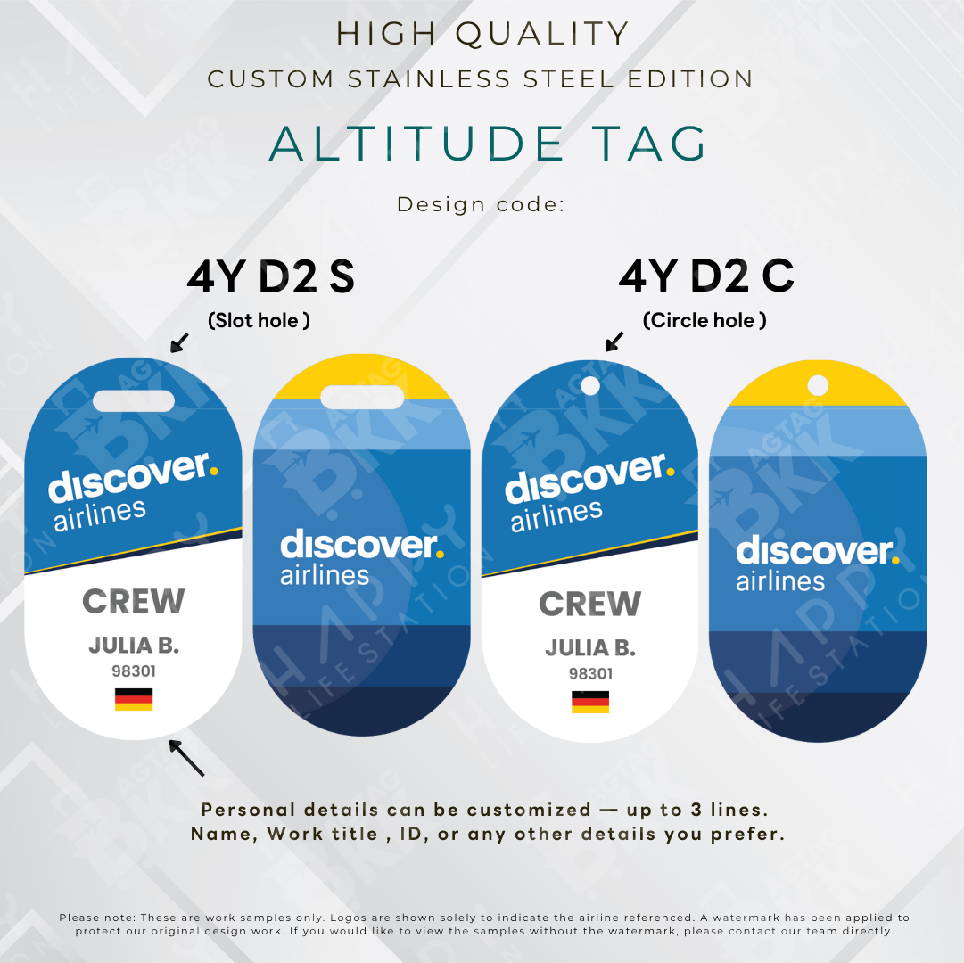 Discover Airlines - Altitude Tag ( Stainless Steel Luggage Tag)