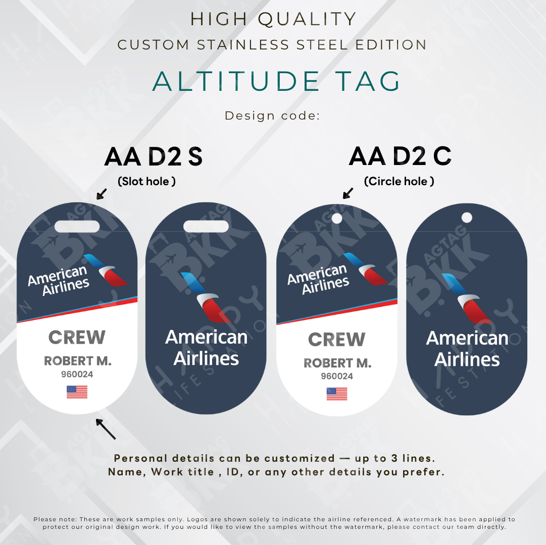 American Airlines - Altitude Tag ( Stainless Steel Luggage Tag)