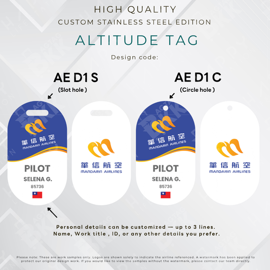 Mandarin Air  - Altitude Tag ( Stainless Steel Luggage Tag)