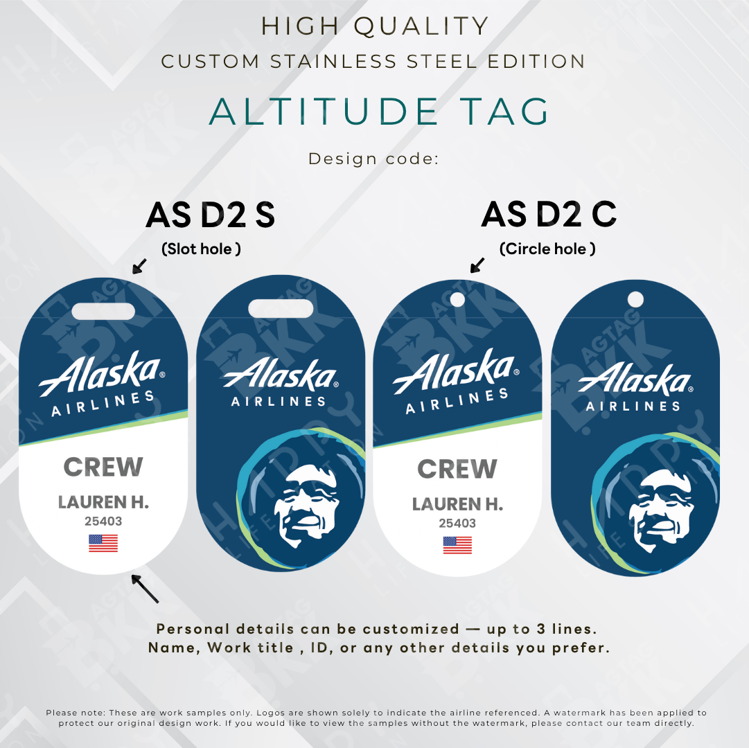 Alaska Airlines - Altitude Tag ( Stainless Steel Luggage Tag)