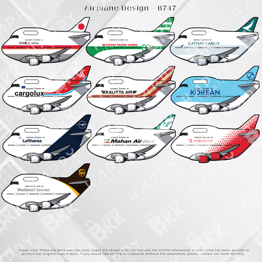 Boeing 747 jumbo jet design personalized luggage tag for crew and aviation fans