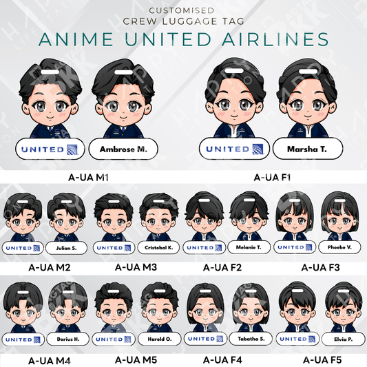 United Airlines anime crew personalized luggage tag custom gift