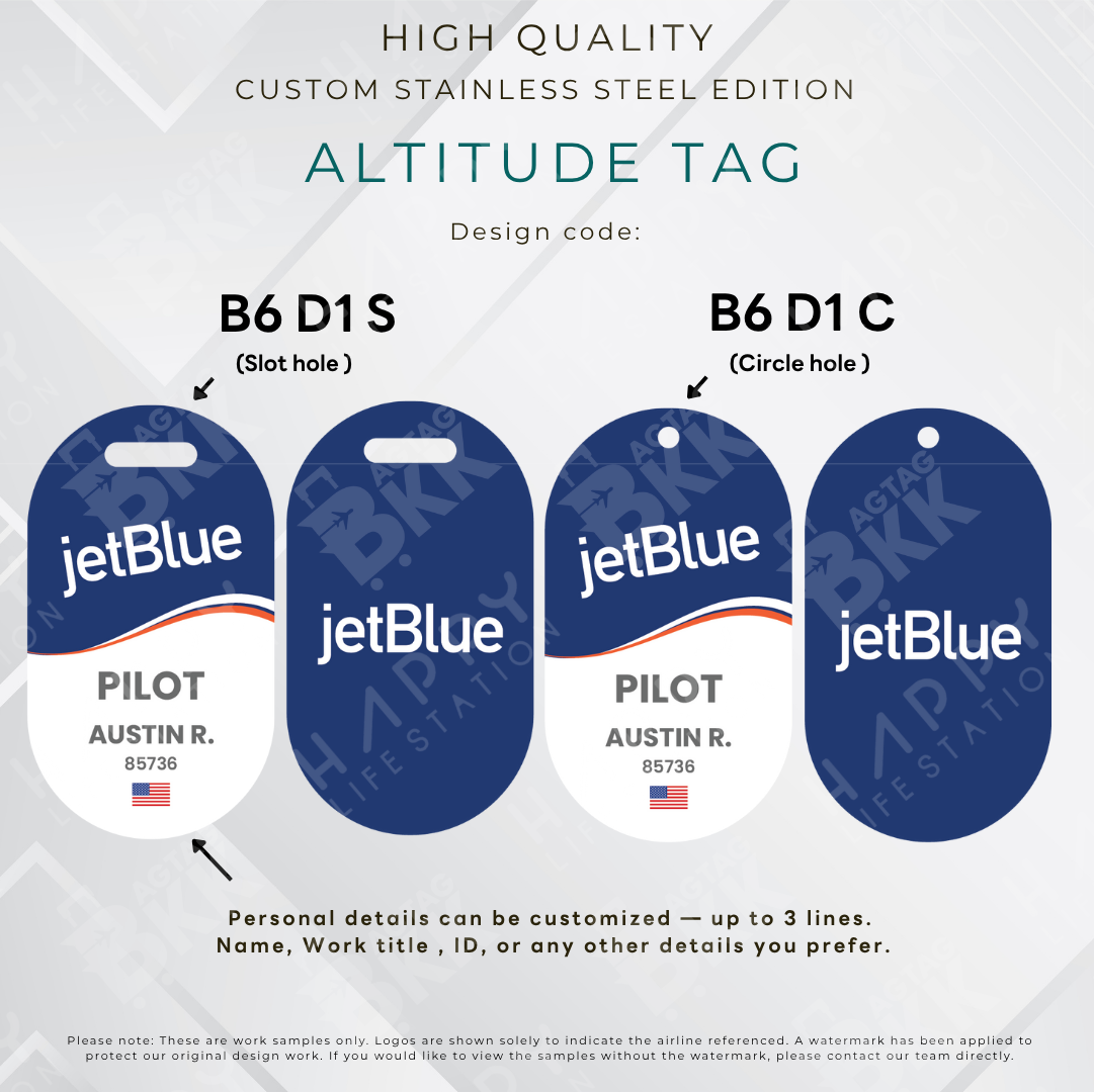 JetBlue Airways - Altitude Tag ( Stainless Steel Luggage Tag)