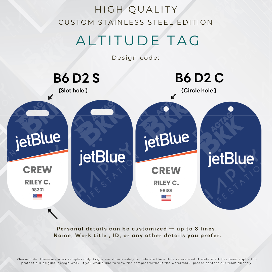JetBlue Airways - Altitude Tag ( Stainless Steel Luggage Tag)