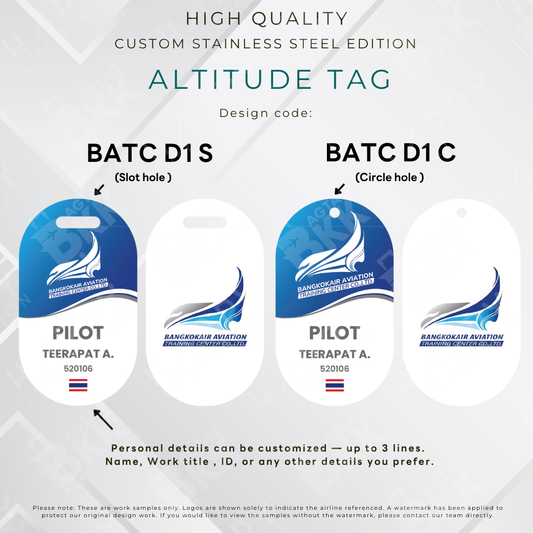 Bangkok Aviation Training Center - Altitude Tag ( Stainless Steel Luggage Tag)