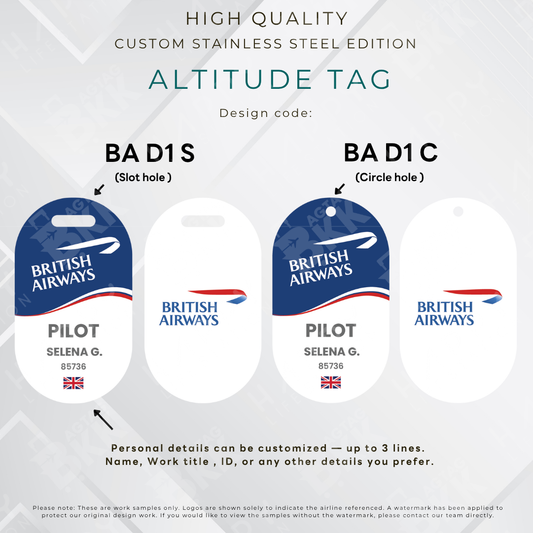 British Airways - Altitude Tag ( Stainless Steel Luggage Tag)