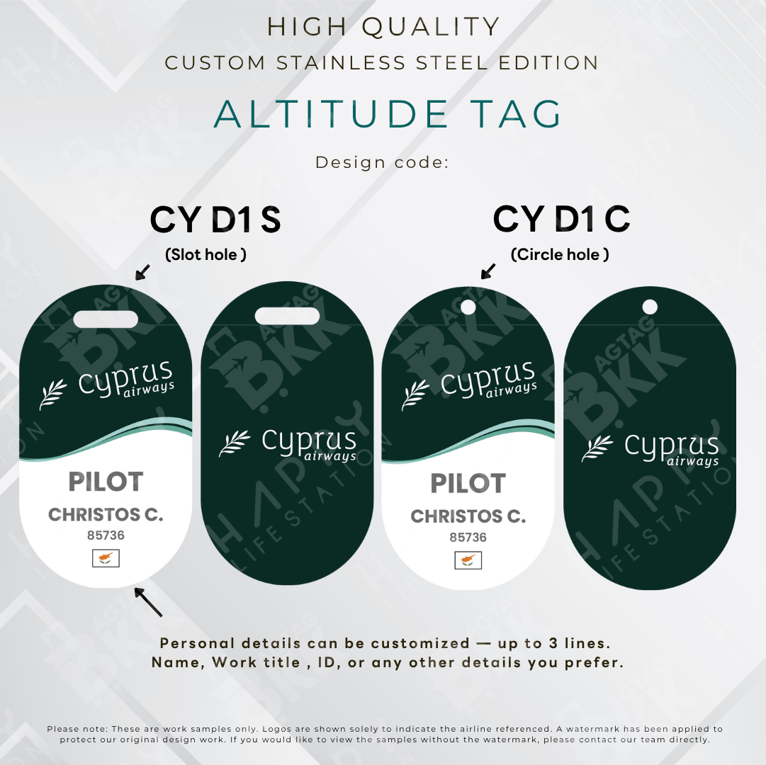Cyprus Airways - Altitude Tag ( Stainless Steel Luggage Tag)
