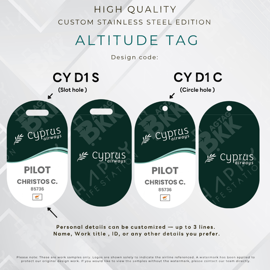 Cyprus Airways - Altitude Tag ( Stainless Steel Luggage Tag)
