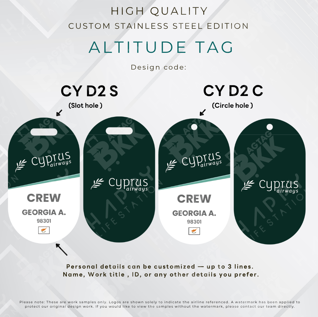 Cyprus Airways - Altitude Tag ( Stainless Steel Luggage Tag)
