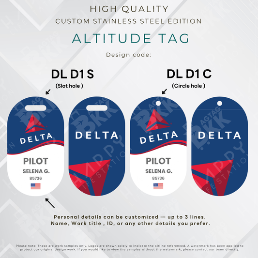 Delta Airlines  - Altitude Tag ( Stainless Steel Luggage Tag)