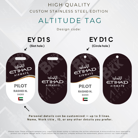 Etihad Airways - Altitude Tag ( Stainless Steel Luggage Tag)