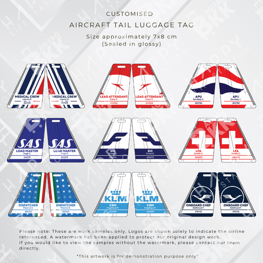 Aircraft tail Europe edition personalized luggage tag for aviation crew