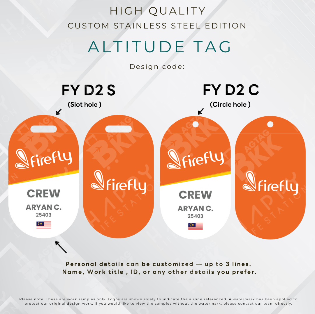 Fire Fly - Altitude Tag ( Stainless Steel Luggage Tag)