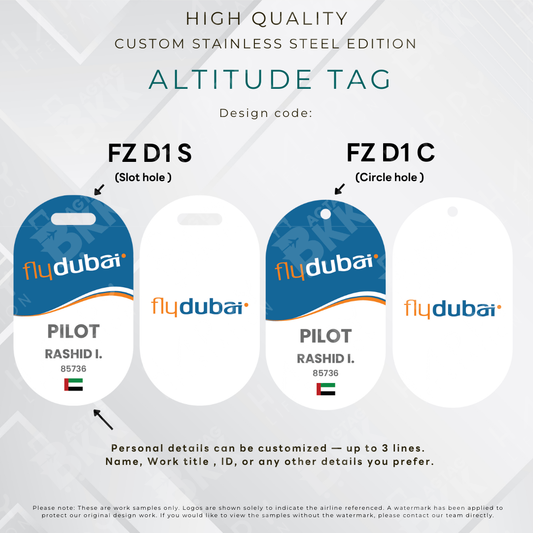 Fly Dubai - Altitude Tag ( Stainless Steel Luggage Tag)
