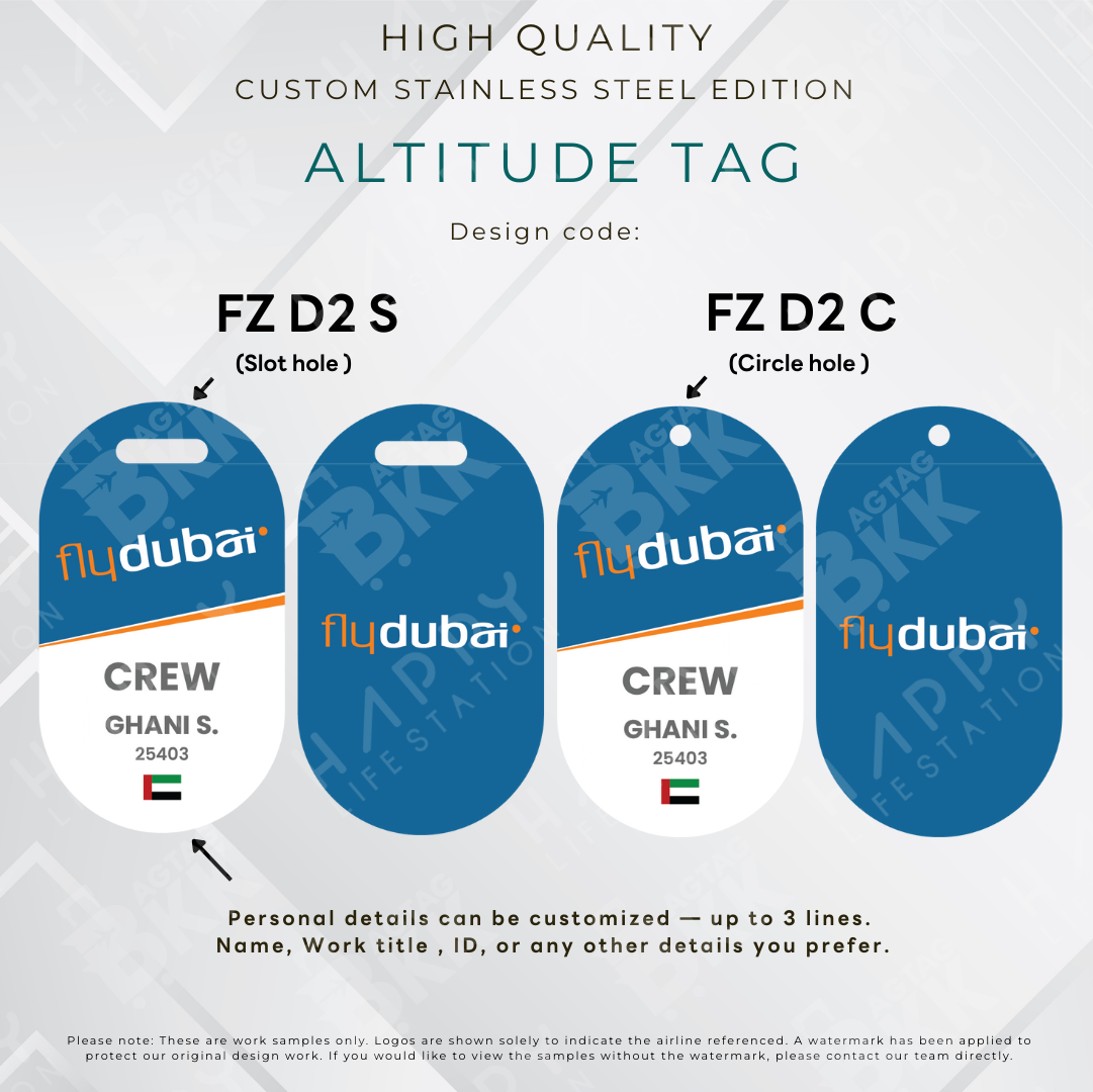 Fly Dubai - Altitude Tag ( Stainless Steel Luggage Tag)
