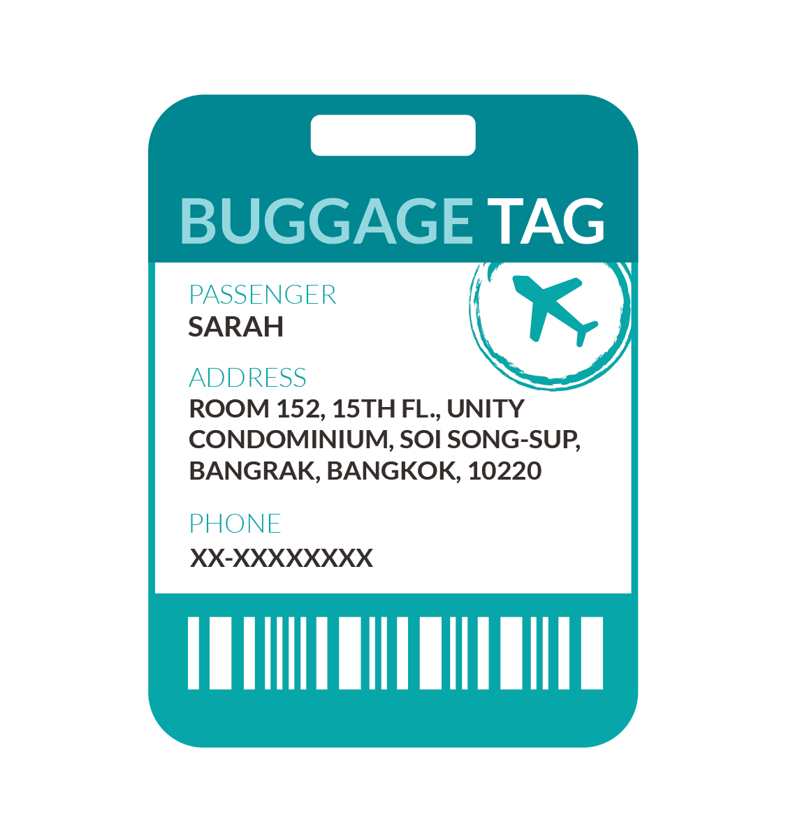 Passengers luggage tag