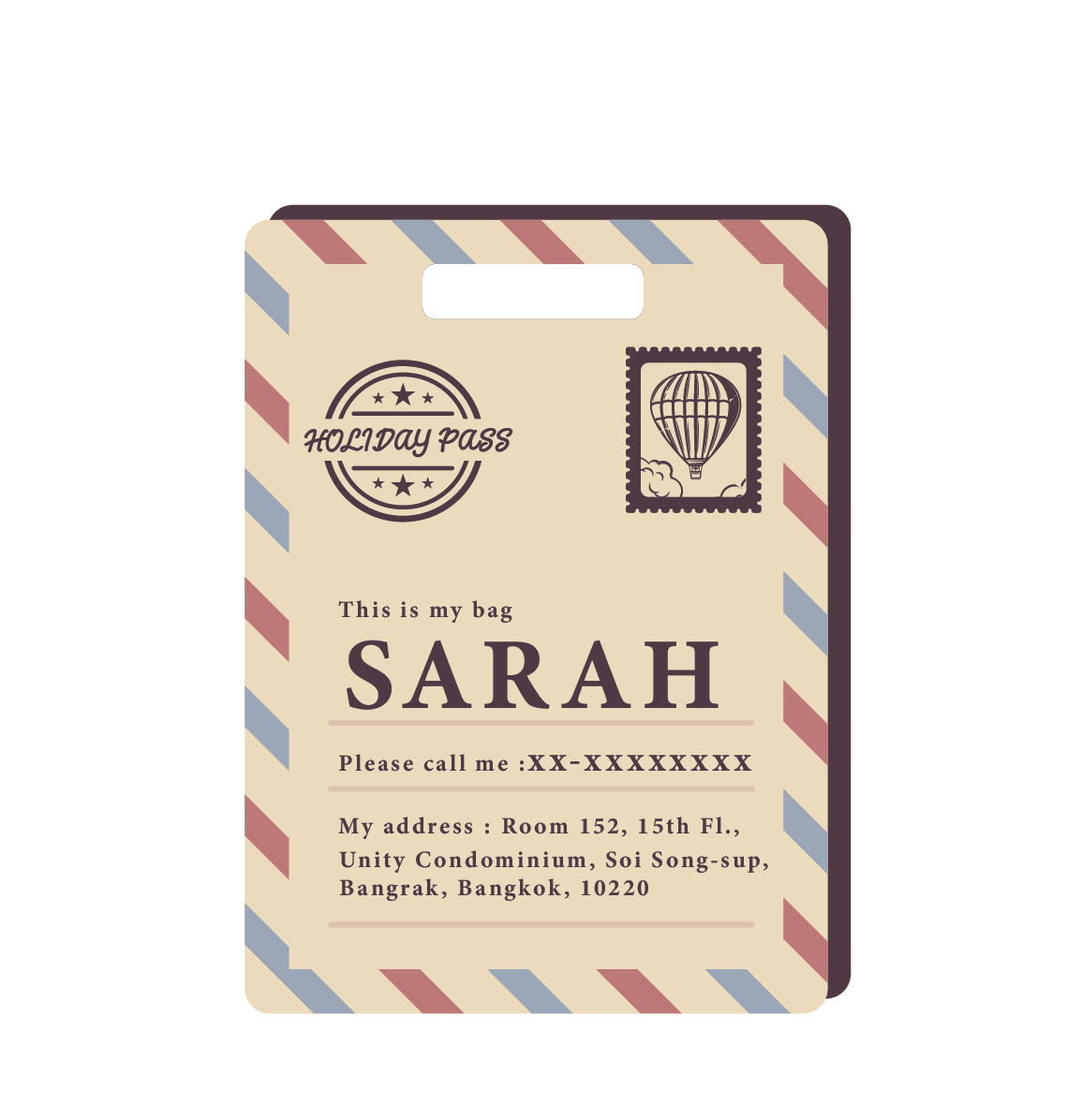 Passengers luggage tag