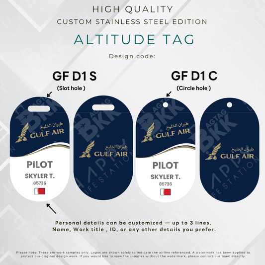 Gulf Air - Altitude Tag ( Stainless Steel Luggage Tag)