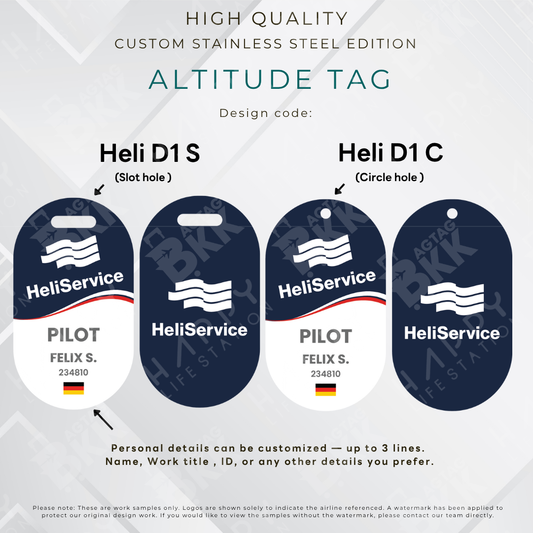 Heli Service - Altitude Tag ( Stainless Steel Luggage Tag)