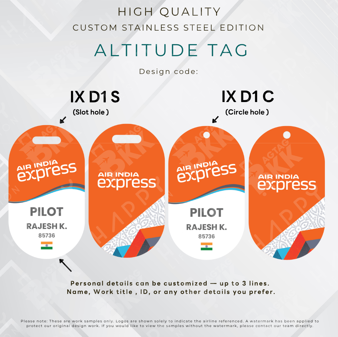 Air India Express - Altitude Tag ( Stainless Steel Luggage Tag)