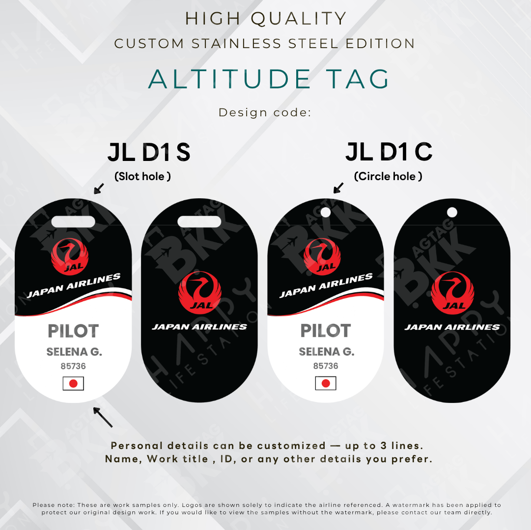 Japan Airlines - Altitude Tag ( Stainless Steel Luggage Tag)