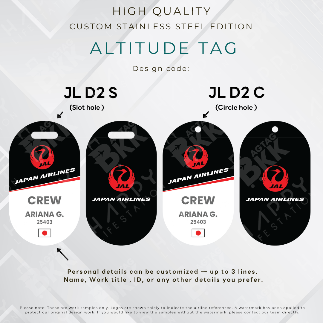 Japan Airlines - Altitude Tag ( Stainless Steel Luggage Tag)