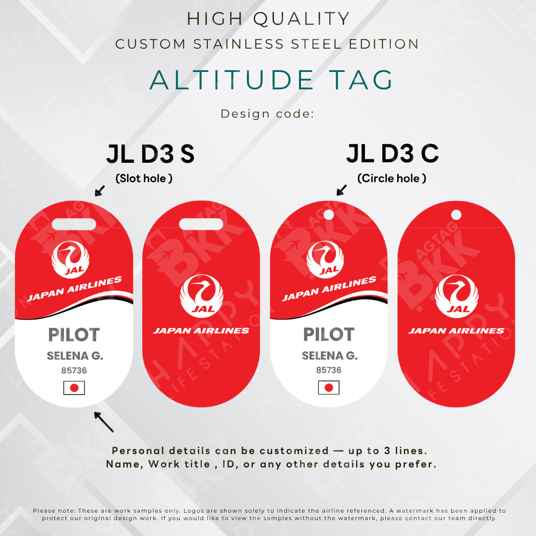 Japan Airlines - Altitude Tag ( Stainless Steel Luggage Tag)