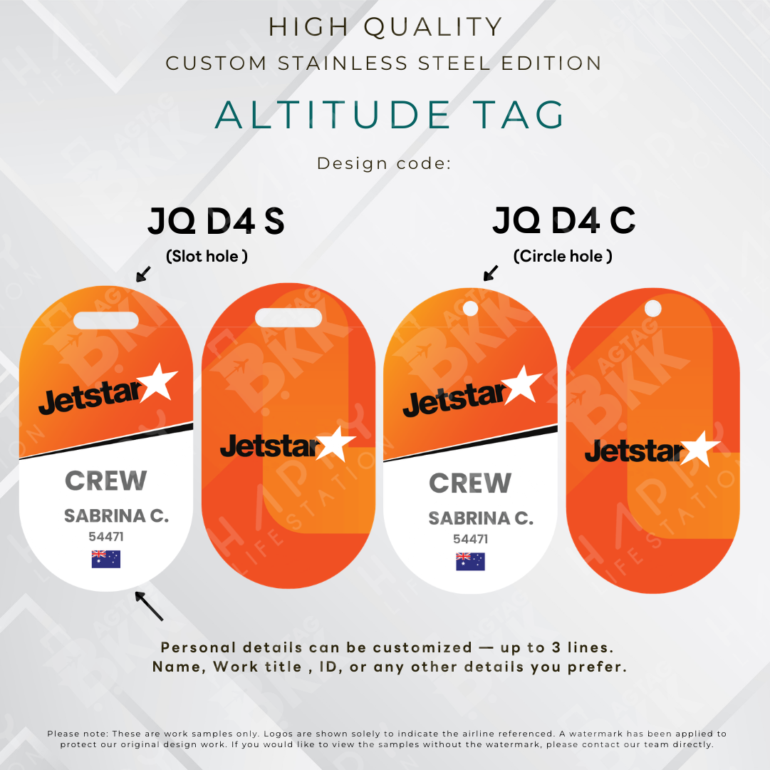 Jetstar - Altitude Tag ( Stainless Steel Luggage Tag)