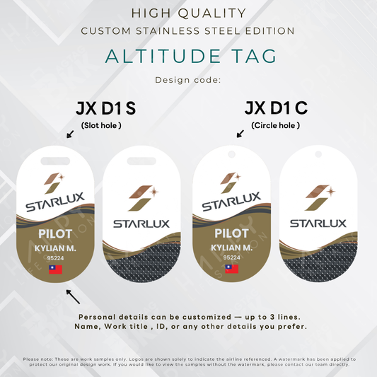 Starlux Airlines - Altitude Tag ( Stainless Steel Luggage Tag)