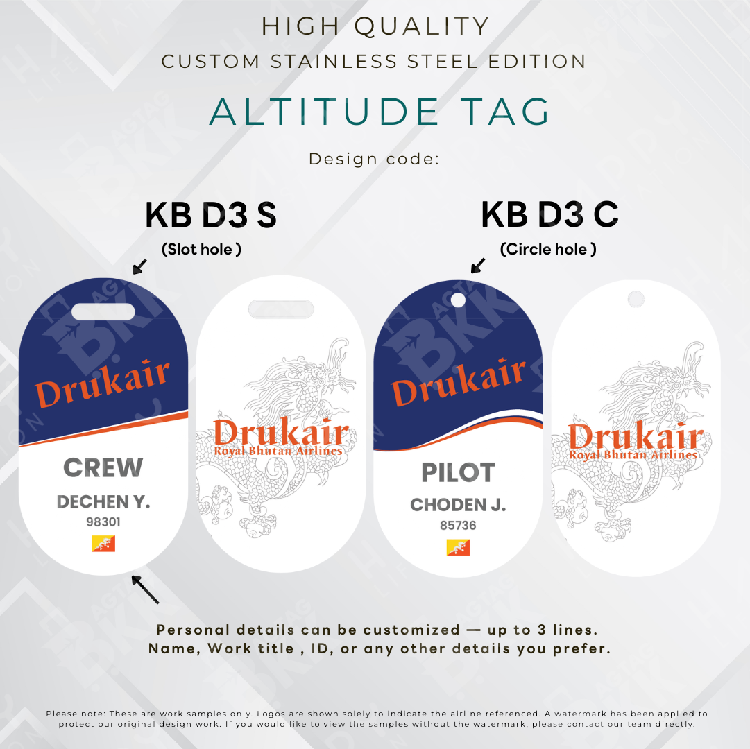 Drukair - Altitude Tag ( Stainless Steel Luggage Tag)