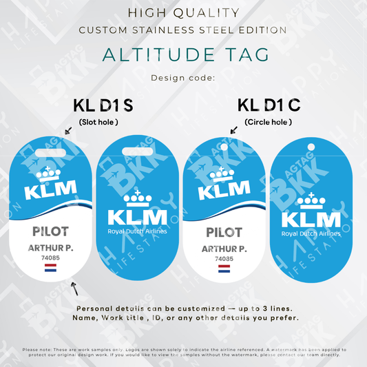 KLM - Altitude Tag ( Stainless Steel Luggage Tag)