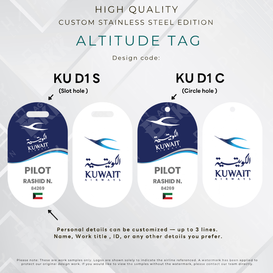 Kuwait Airways - Altitude Tag ( Stainless Steel Luggage Tag)